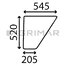 LOWER DOOR WINDOW WINDOW FLAT - NON-TINTED 545 x 520 x 205 mm